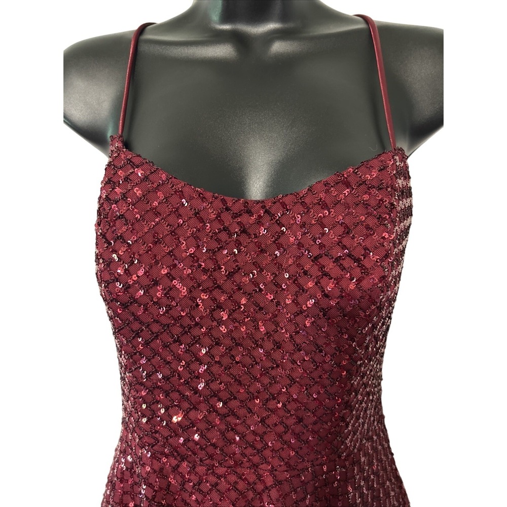 City Vibe Burgundy Sequin Lace‎ Back Dress Junior's Size 9